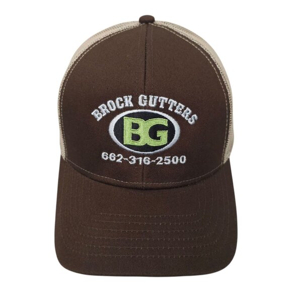 Brock Gutters Mesh Snapback Cap Trucker Baseball Embroidered Logo Brown Hat - Picture 14 of 14